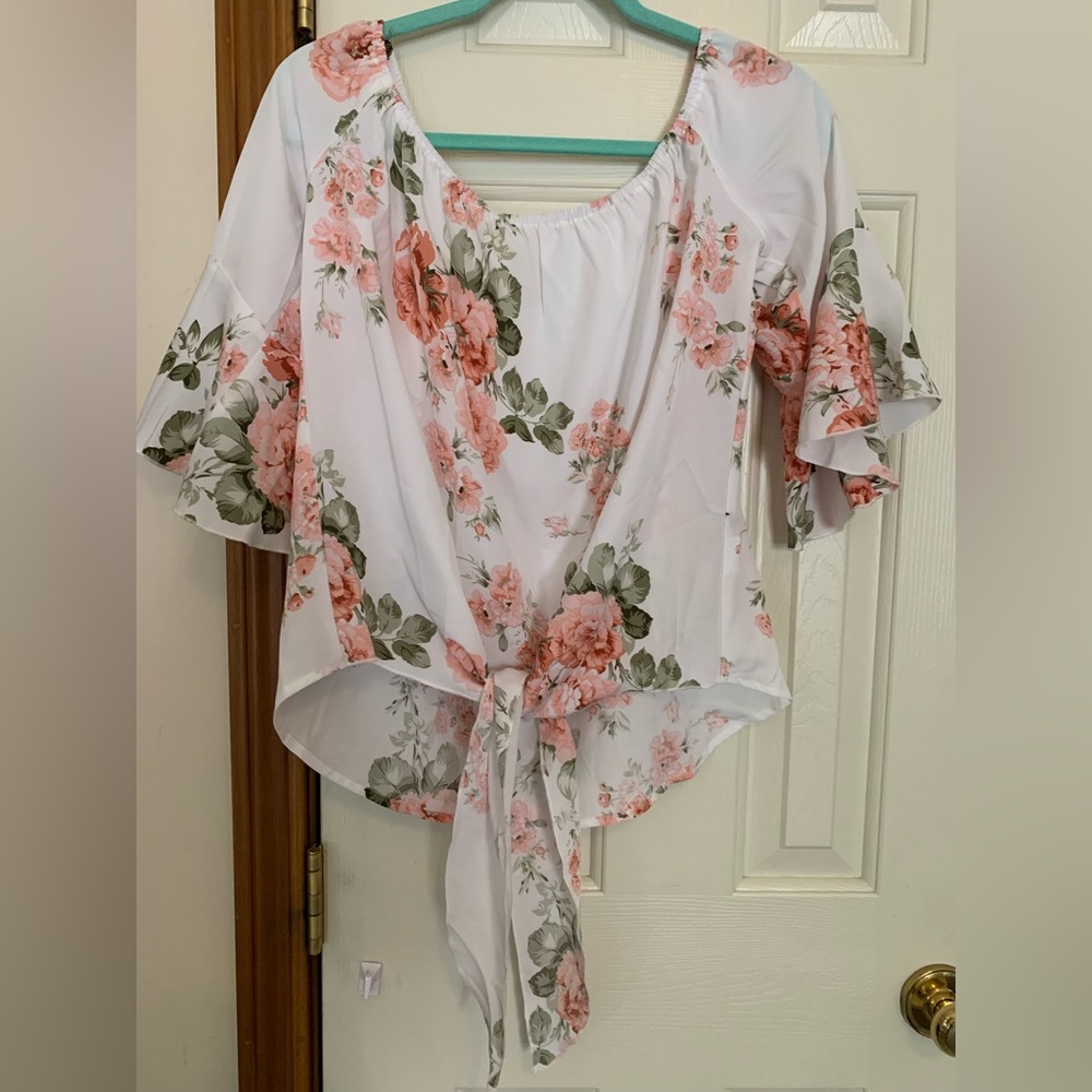 Beautiful, vintage, floral, print blouse size X large